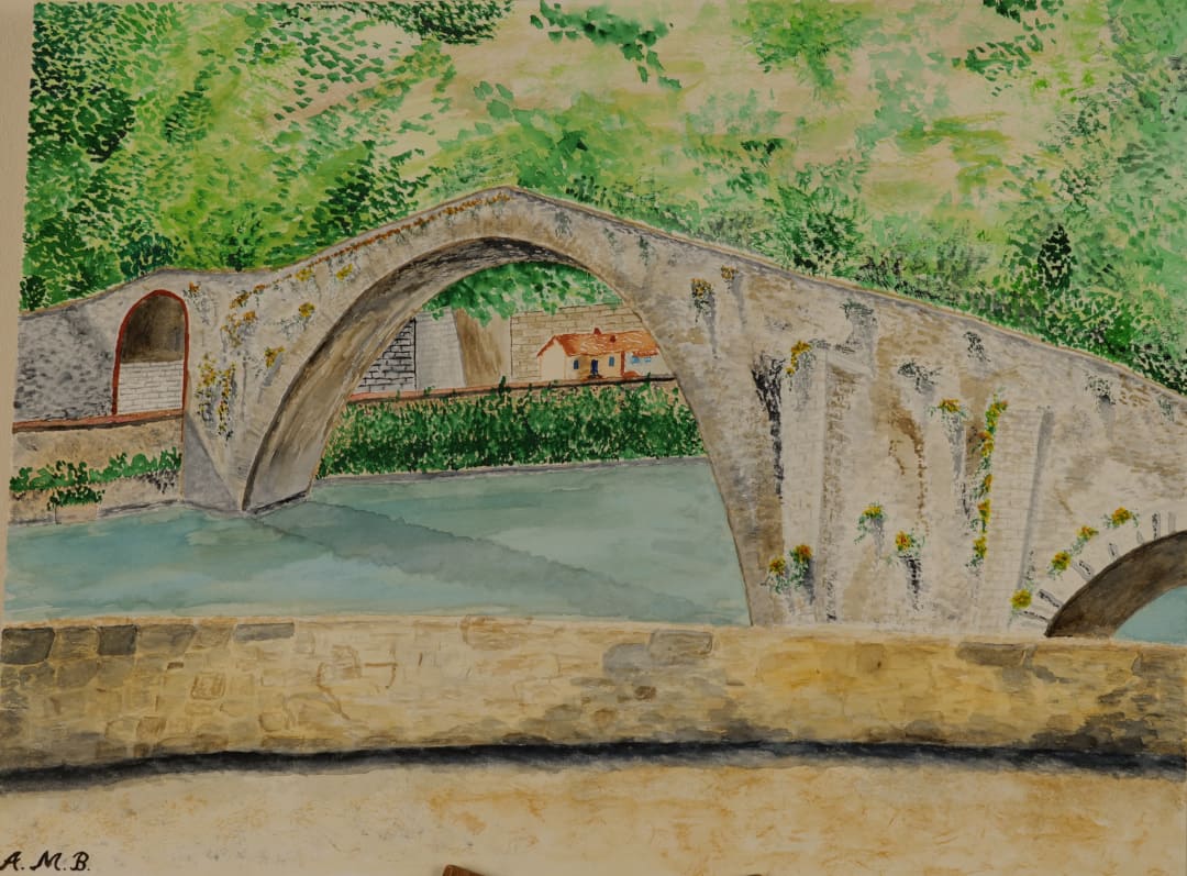 Brücke Toskana Brücke Toskana - Aquarell
