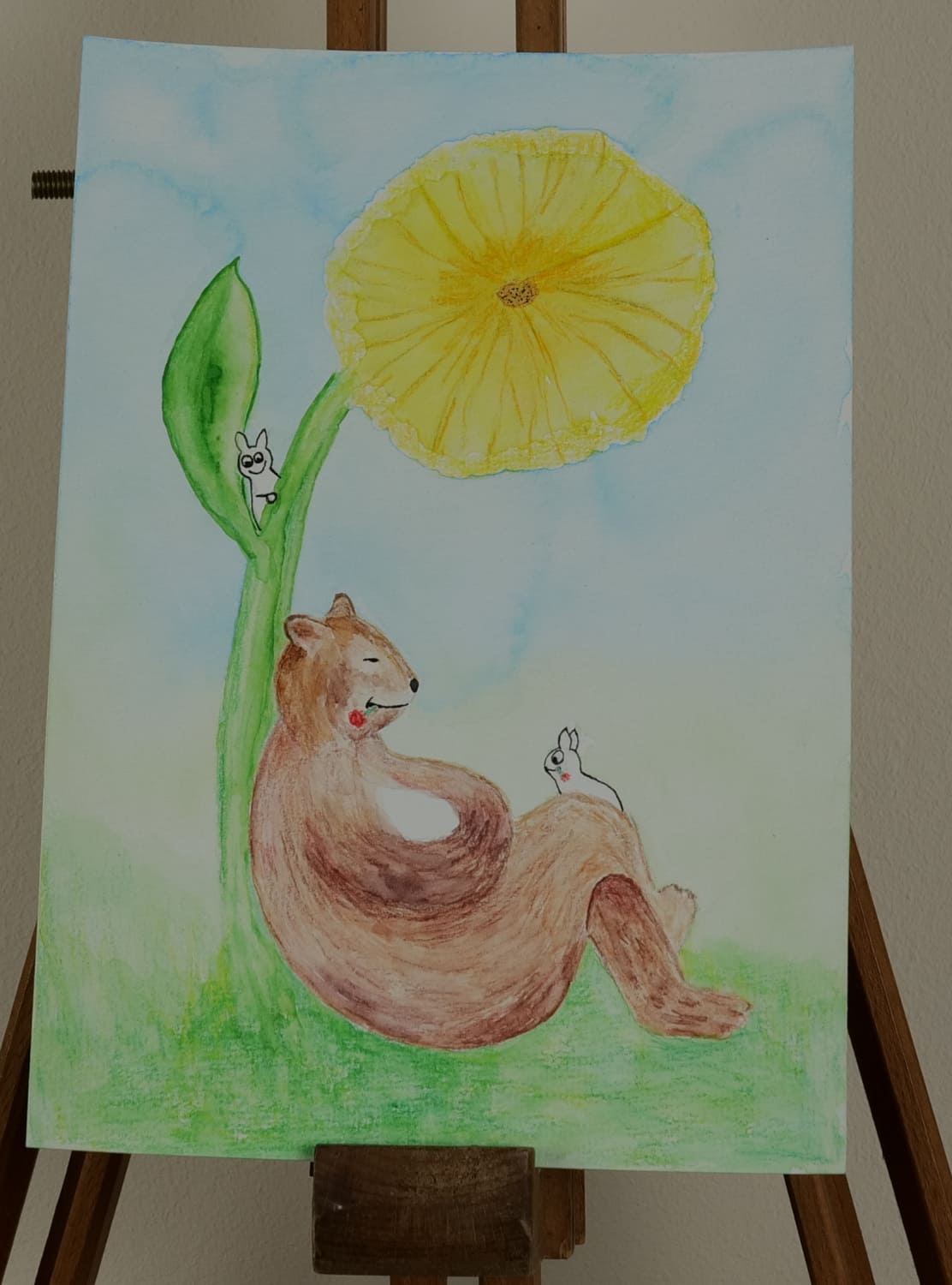 Murchies Plausch mit Baer Aquarell und Tusche - Ausgang-frei.de