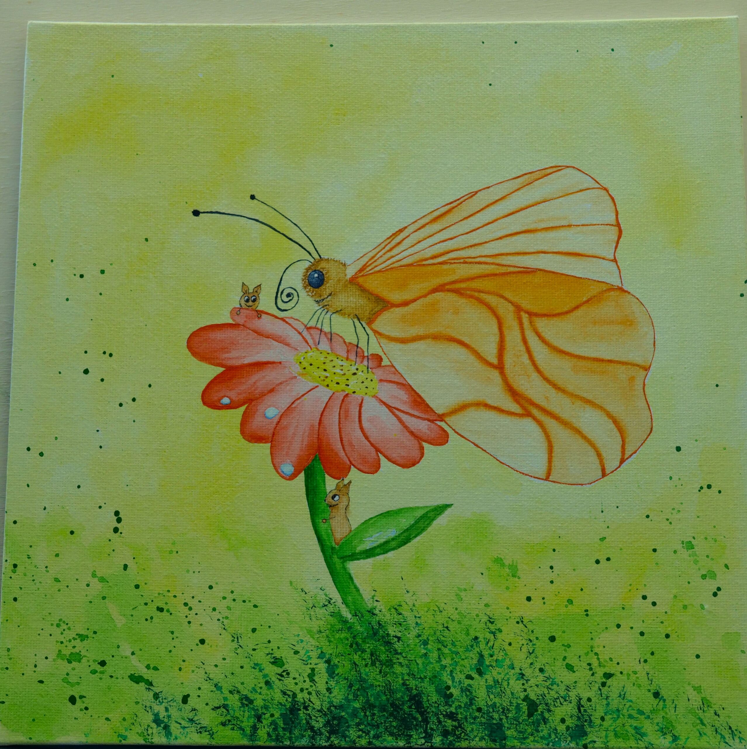 Murchies und der Schmetterling Aquarell und Fineliner - Ausgang-frei.de